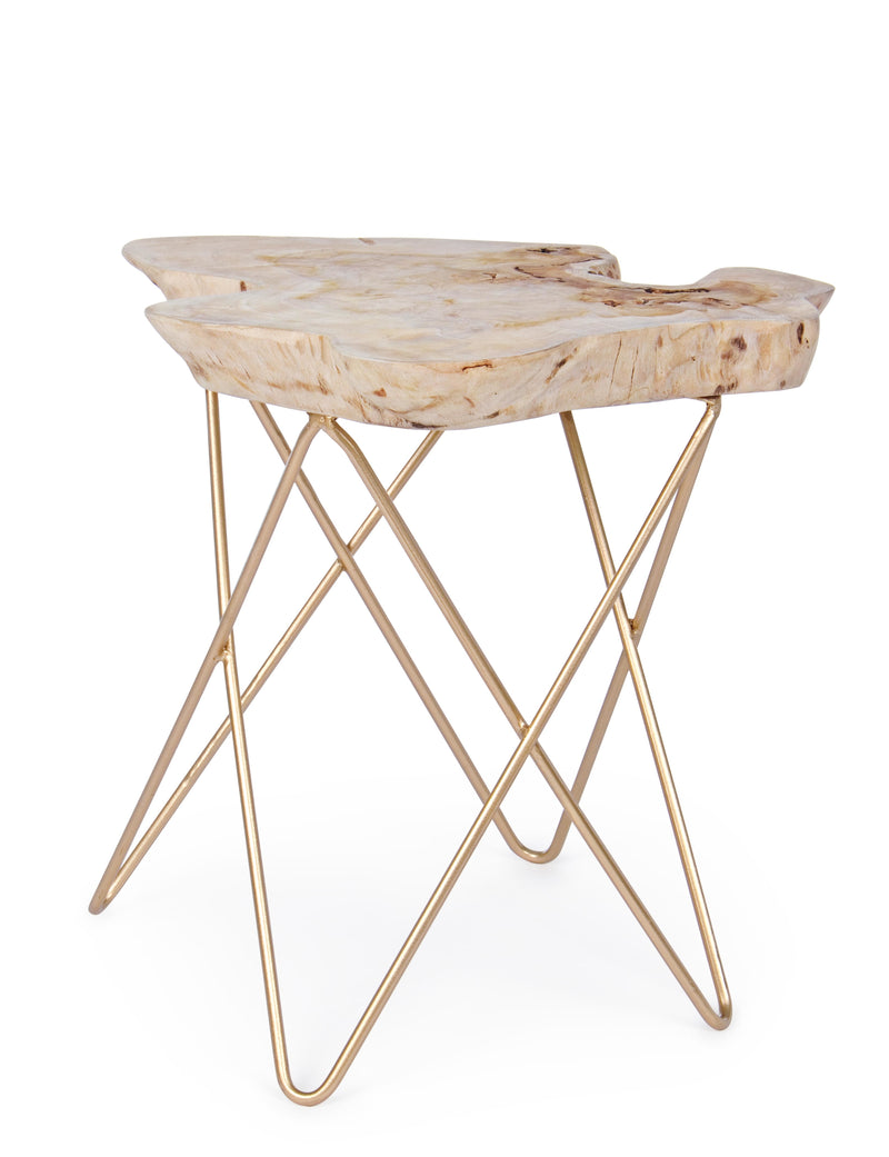 Tavolino basso base in metallo piano in radice di albero di teak cm 50x50x50h - vari colori