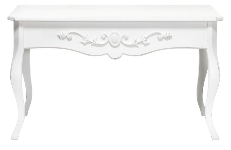 Tavolino in legno colore bianco da salotto stile classico cm 82x53x48h