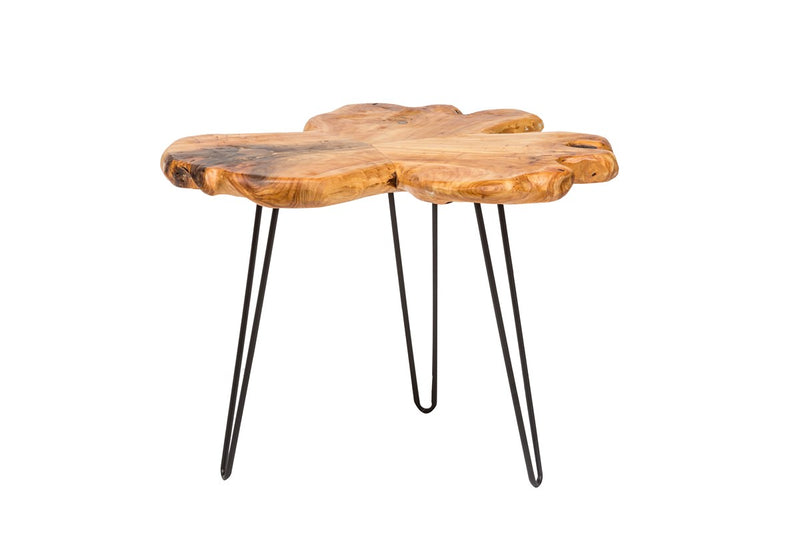 Tavolino basso da salotto in legno di cedro con gambe in ferro