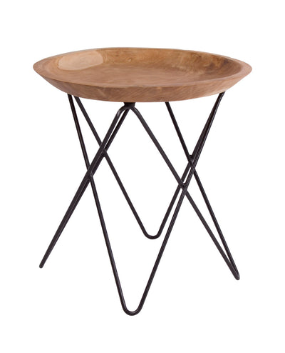 Tavolino da salotto rotondo basso con piano in radice di teak cm Ø 50x50h