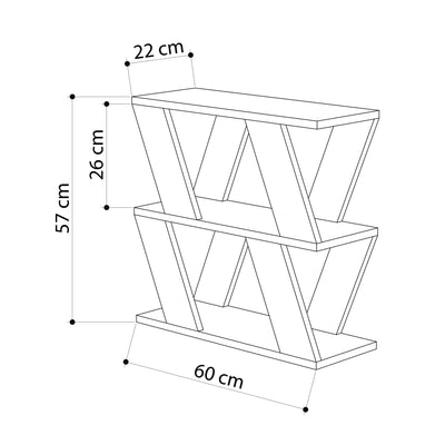 Tavolino basso da salotto divano design geometrico in legno cm 60x22x57h - vari colori