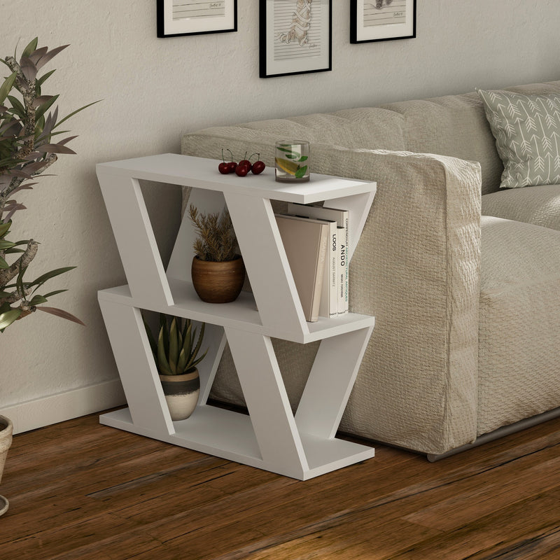 Tavolino basso da salotto divano design geometrico in legno cm 60x22x57h - vari colori