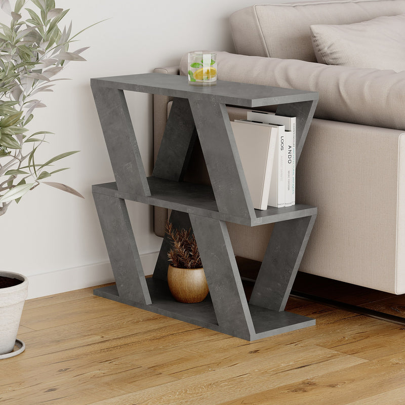 Tavolino basso da salotto divano design geometrico in legno cm 60x22x57h - vari colori