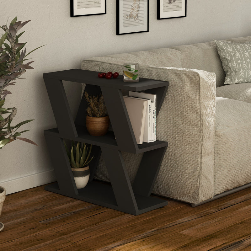 Tavolino basso da salotto divano design geometrico in legno cm 60x22x57h - vari colori