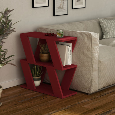 Tavolino basso da salotto da divano in stile moderno in legno con 3 ripiani, design piramidi capovolte, disponibile in 6 colorazioni. Dimensioni cm 60x22x57h