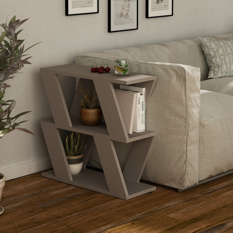 Tavolino basso da salotto divano design geometrico in legno cm 60x22x57h - vari colori