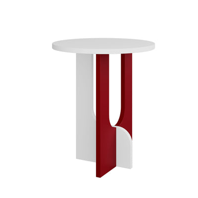 Tavolino basso design geometrico e moderno in legno bianco e ciliegia cm 40x40x47h