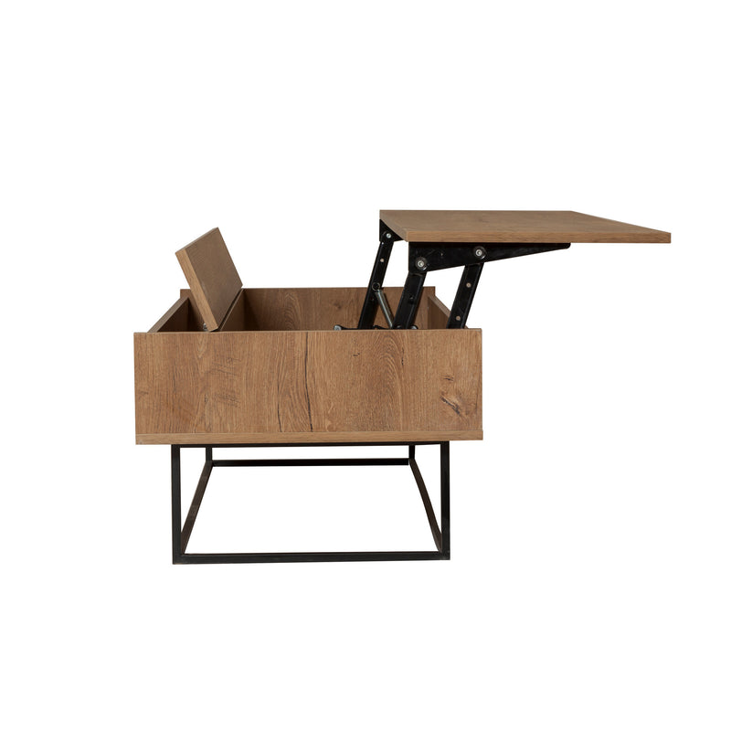 Tavolino industrial apribile in legno e metallo trasformabile design cm 120x60/92x43/58h