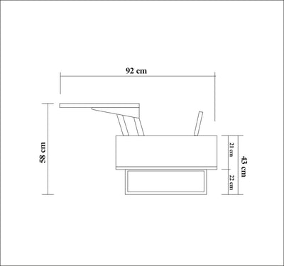 Tavolino industrial apribile in legno e metallo trasformabile design cm 120x60/92x43/58h