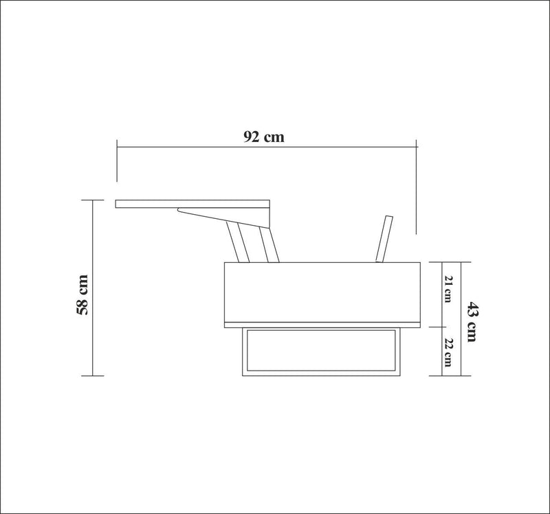 Tavolino industrial apribile in legno e metallo trasformabile design cm 120x60/92x43/58h