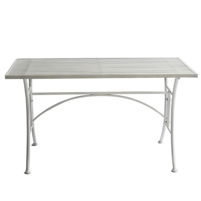 Tavolino basso rettangolare in ferro bianco per esterno cm 100x50x55h