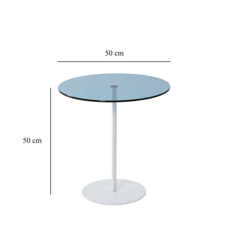 Tavolino design ripiano in vetro e struttura in metallo rotondo cm 50x50x50h - vari colori