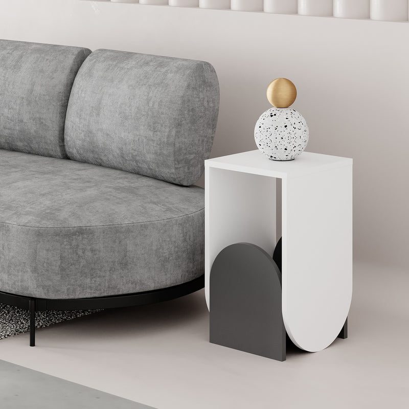 Tavolino basso da salotto design moderno geometrico in legno cm 32x32x55h - vari colori