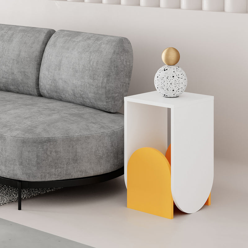 Tavolino basso da salotto design moderno geometrico in legno cm 32x32x55h - vari colori