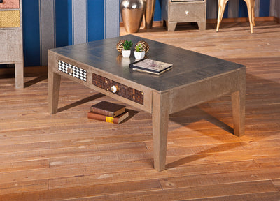 Habib - Tavolino da salotto basso in metallo cm 110x70x45h