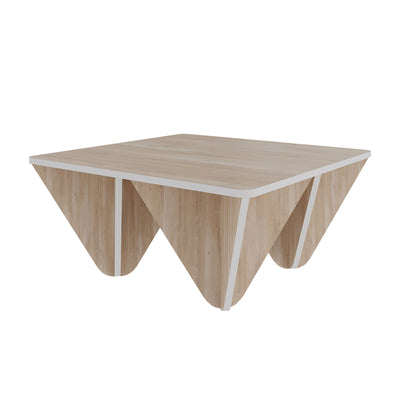 Tavolino basso design in legno gambe a piramidi capovolte cm 80x80x38h - vari colori