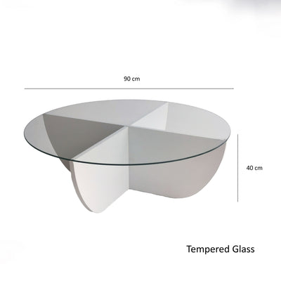 Tavolino da caffè moderno rotondo con ripiano in vetro cm 90x90x30h -  vari colori