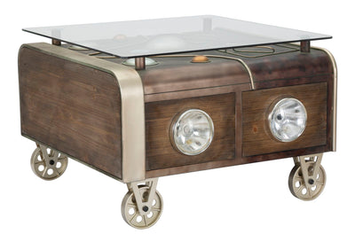 Tavolino basso in legno stile industrial vintage modello furgone cm 83x80x52h