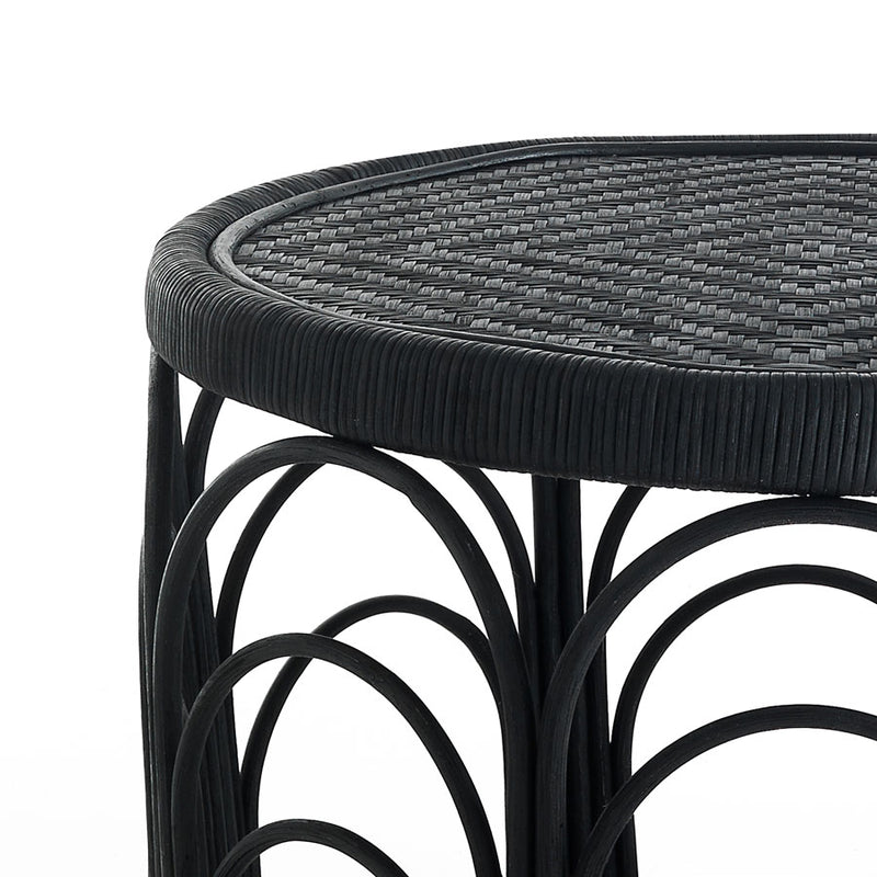 Tavolino da caffè in rattan colore nero per interni ed esterni cm Ø 60x45h