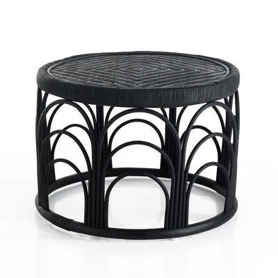 Tavolino da caffè in rattan colore nero per interni ed esterni cm Ø 60x45h