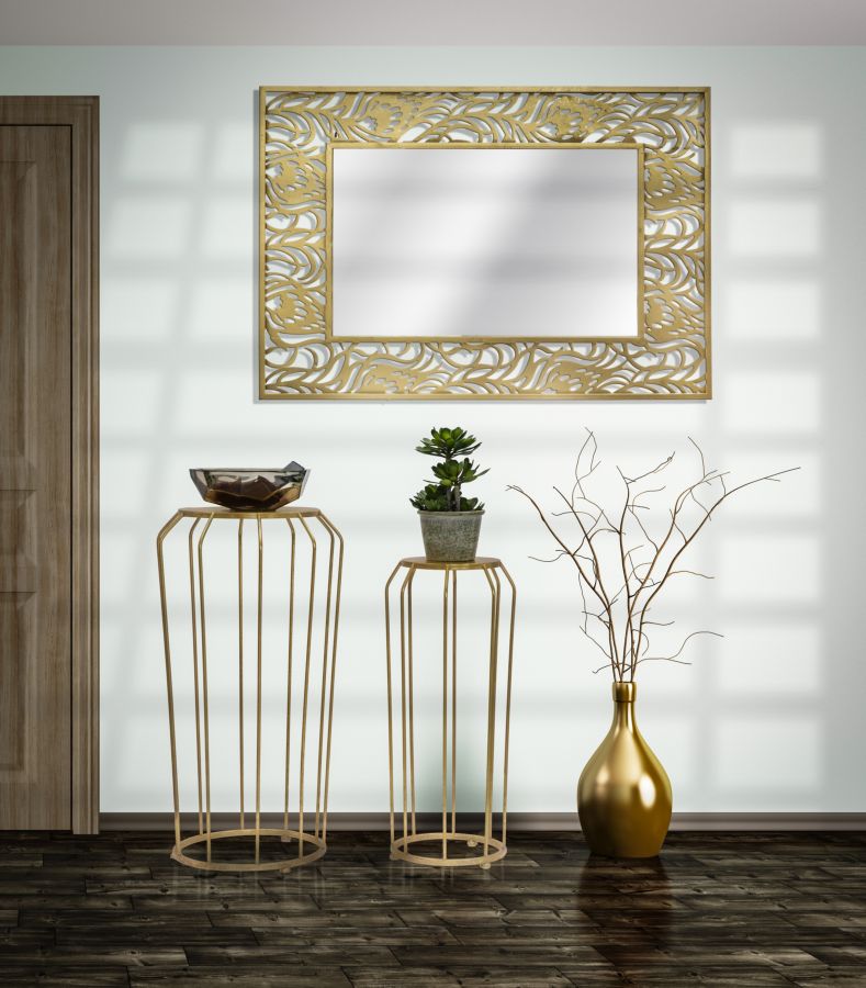 Set da 2 tavolino in metallo colore oro design moderno