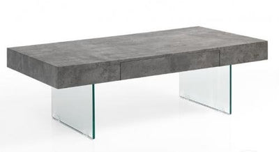 Tavolino da salotto gambe in vetro piano in legno cm 110x60x40h - vari colori