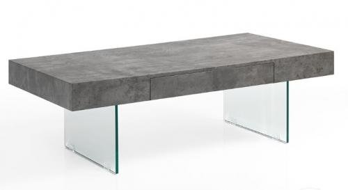 Tavolino da salotto gambe in vetro piano in legno cm 110x60x40h - vari colori
