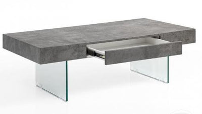 Tavolino da salotto gambe in vetro piano in legno cm 110x60x40h - vari colori