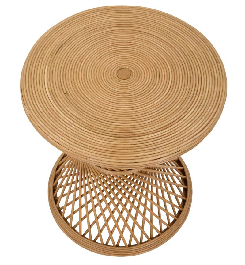 Tavolino basso rotondo da salotto in rattan cm 48x56h