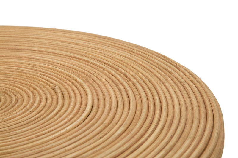 Tavolino basso rotondo da salotto in rattan cm 48x56h