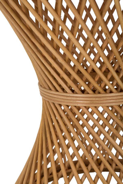 Tavolino basso rotondo da salotto in rattan cm 48x56h