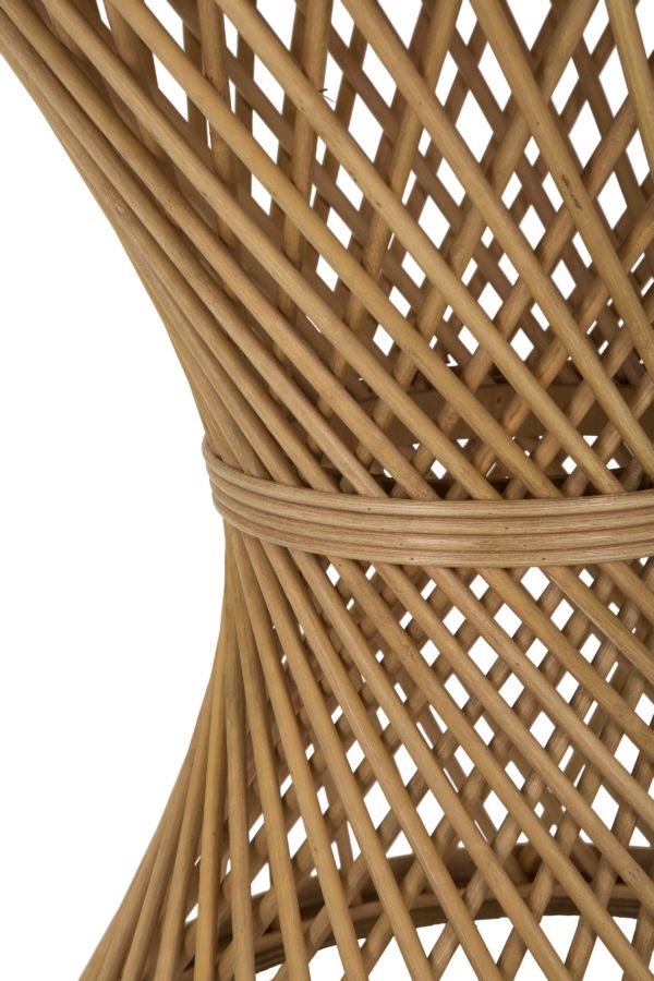 Tavolino basso rotondo da salotto in rattan cm 48x56h