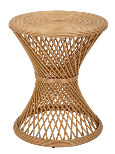 tavolino tondo basso da salotto in rattan