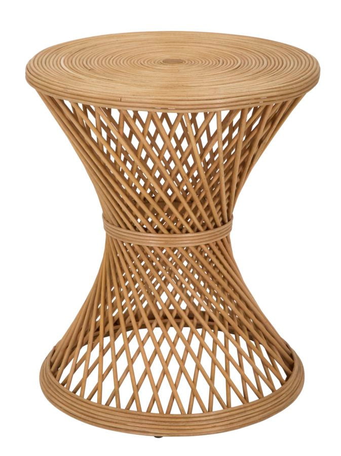 tavolino tondo basso da salotto in rattan