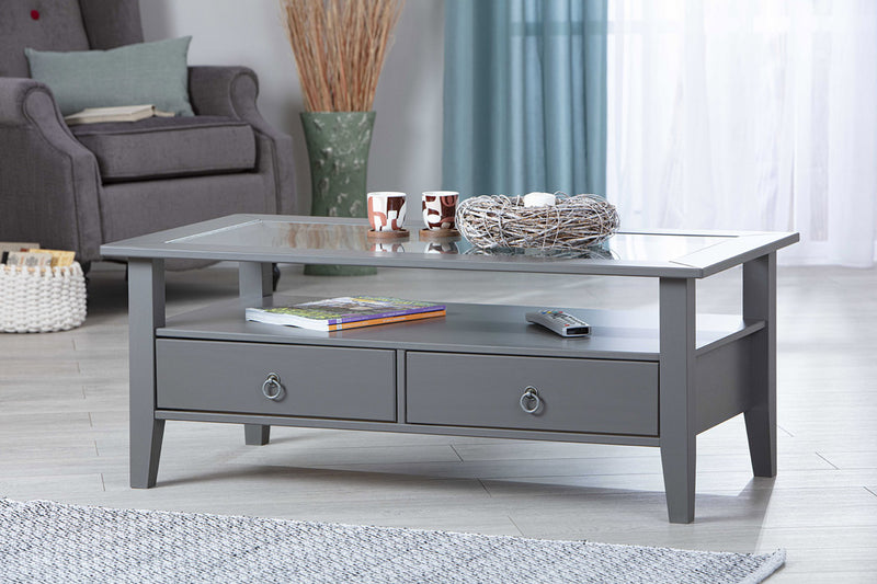 tavolino da salotto 2 cassetti moderno classico in legno grigio