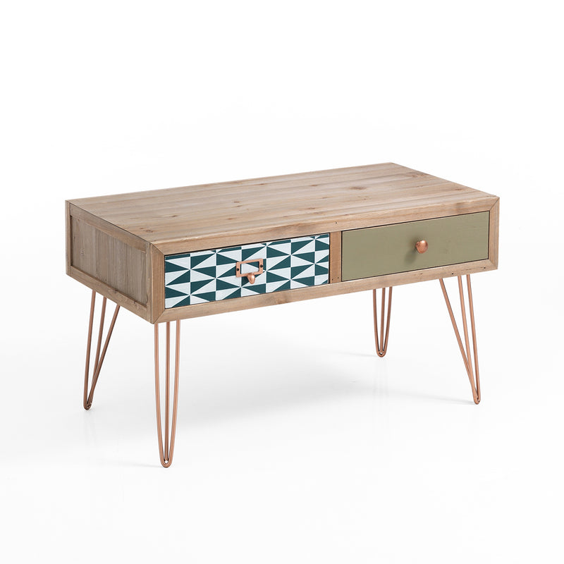 Tavolino da salotto con cassetti bifacciali stile vintage cm 80x40x44h