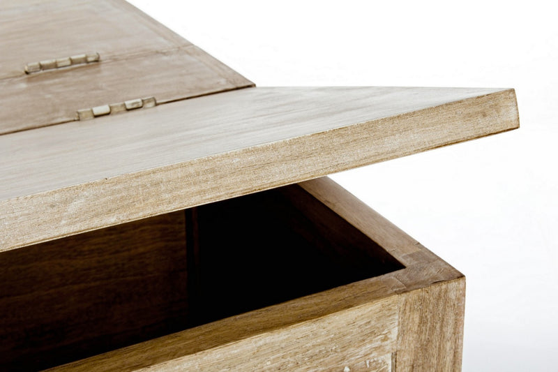 Tavolino da salotto contenitore in legno di mango con decorazioni cm 80x80x45h