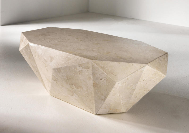 tavolino design da salotto pietra fossile colore beige