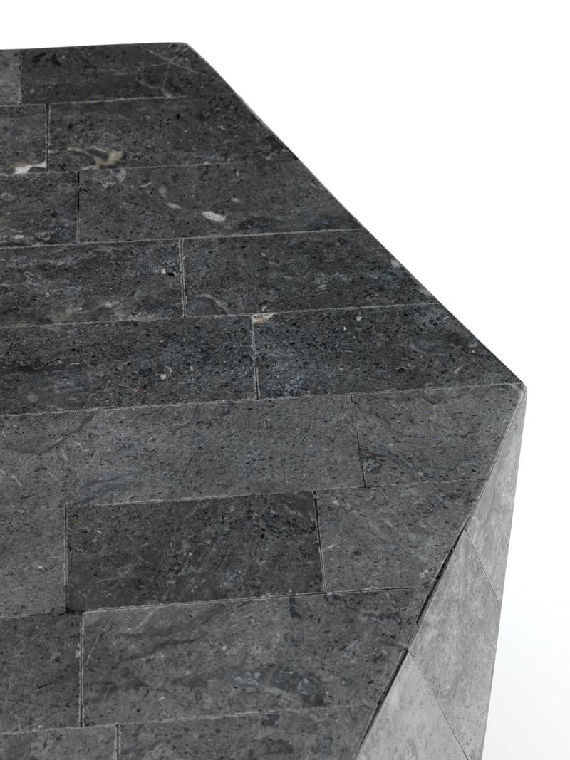 Tavolino da salotto moderno in pietra fossile cm 60x52x50h - vari colori