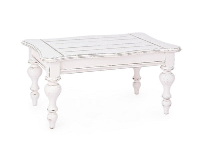 Tavolino da salotto classico in legno di mango massiccio colore bianco - varie misure