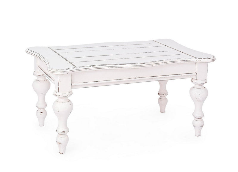 Tavolino da salotto classico in legno di mango massiccio colore bianco - varie misure