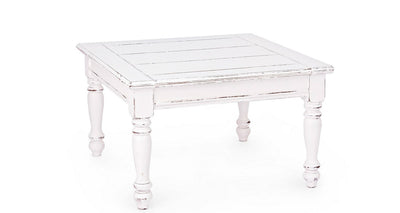 Tavolino da salotto classico in legno di mango massiccio colore bianco - varie misure