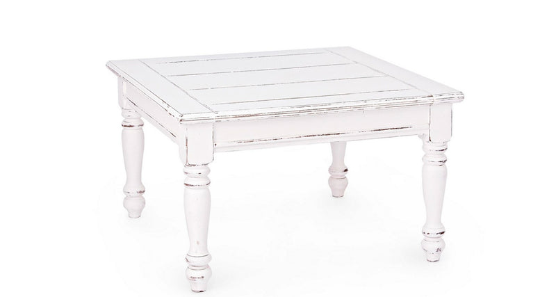 Tavolino da salotto classico in legno di mango massiccio colore bianco - varie misure