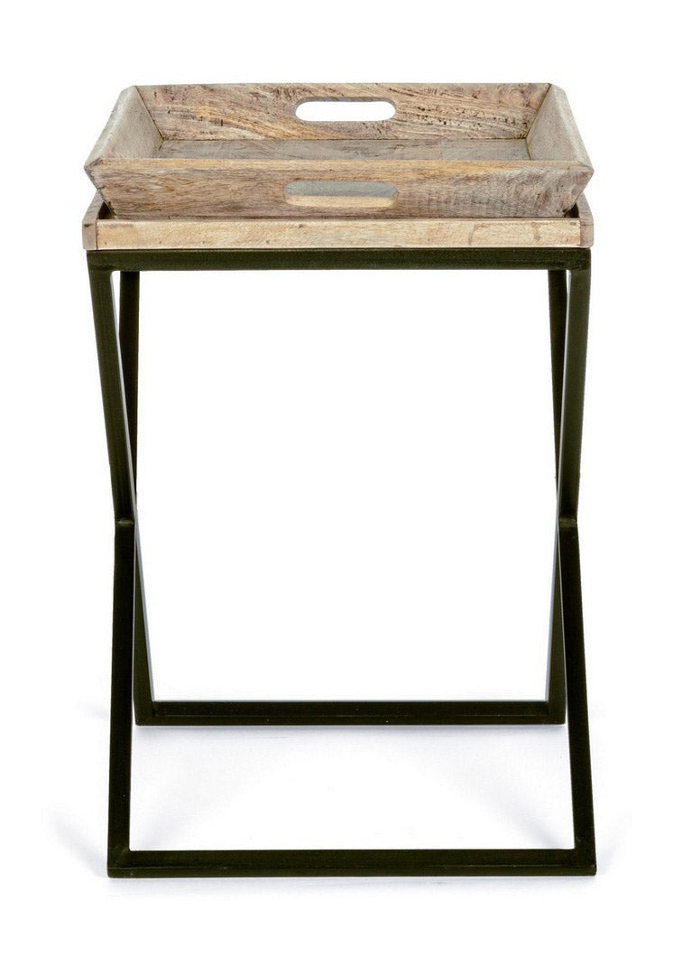 Tavolino da salotto con vassoio estraibile stile industriale cm 55x45x66h