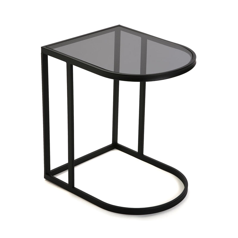 Tavolino da salotto moderno laterale in metallo piano in vetro cm 50x40x55h