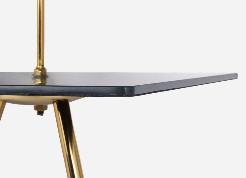 tavolino da salotto gambe in metallo ottone piano in vetro grigio