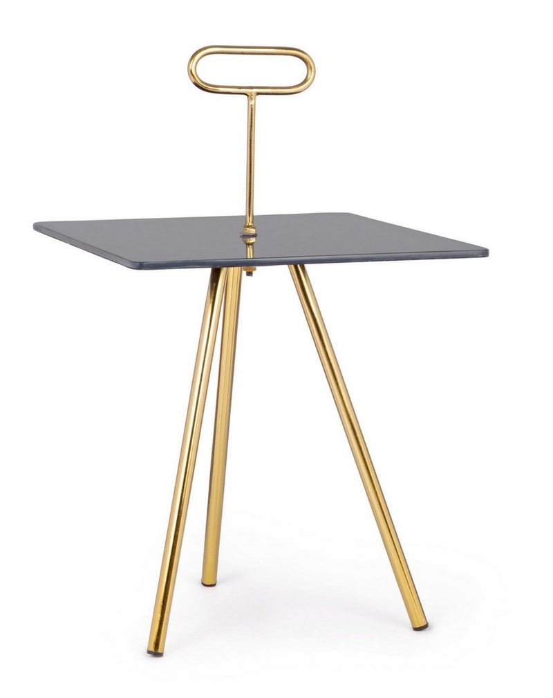 tavolino da salotto gambe in metallo ottone piano in vetro grigio