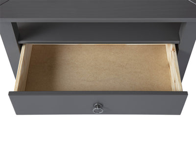 	 tavolino da salotto basso in legno grigio con top in vetro