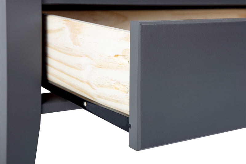 	 tavolino da salotto basso in legno grigio con top in vetro