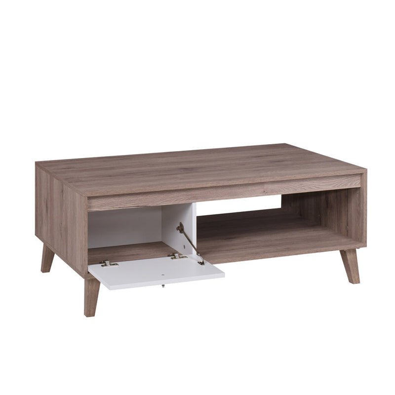 Zoraf - Tavolino da caffè con vani e anta a ribalta in legno cm 120x65x46h - vari colori